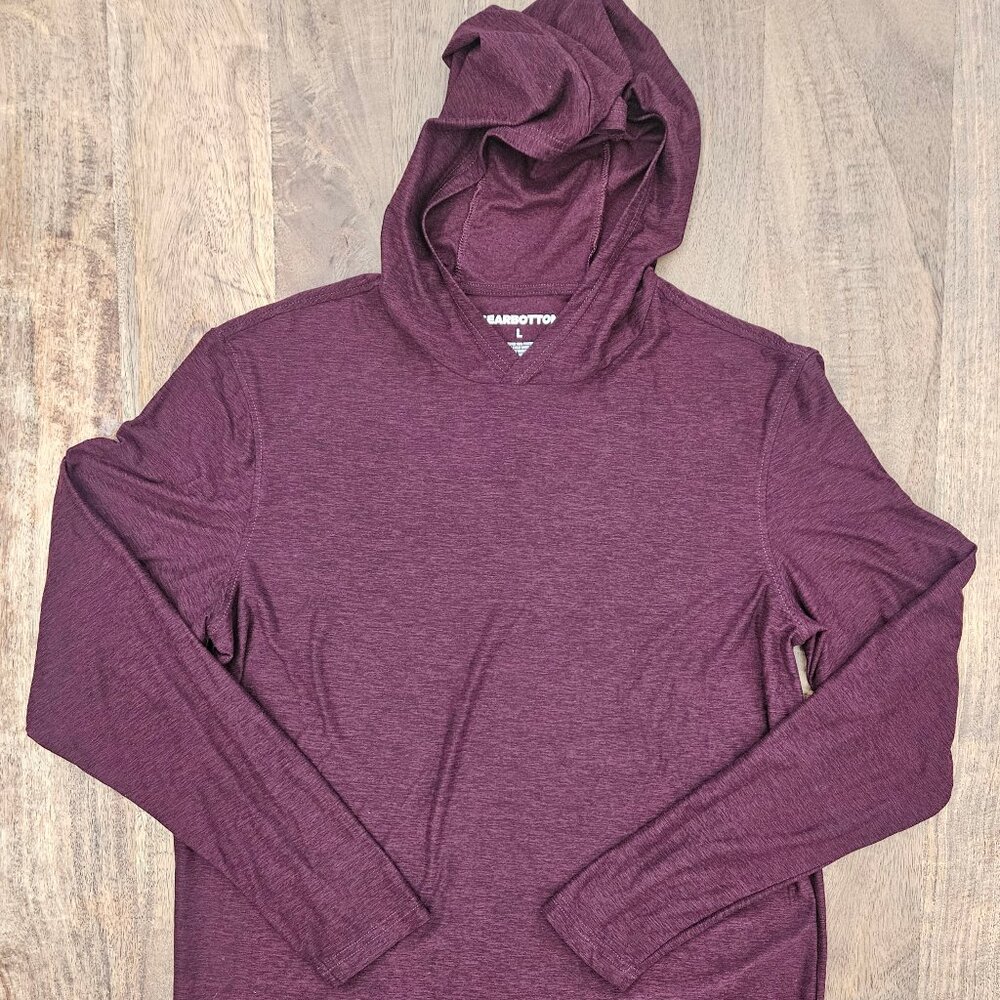 Bear Bottom Hoodie Mens L Maroon Shirt Stretch Athletic Long Sleeve